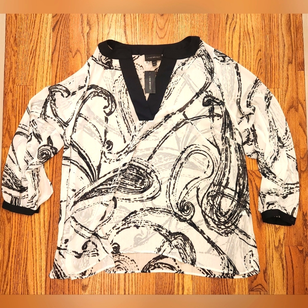 New W/tags Lane Bryant Black & White Blouse Size:18/20
